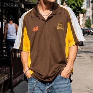 Chase Authentics NASCAR UPS Racing Dale Jarrett 44 Polo Shirt Brown Mens L B6
